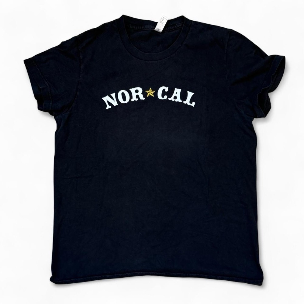 Nor Cal Black Baby Tee Women's Size XL Short Sleeved T-Shirt Cyber Goth Punk Y2K